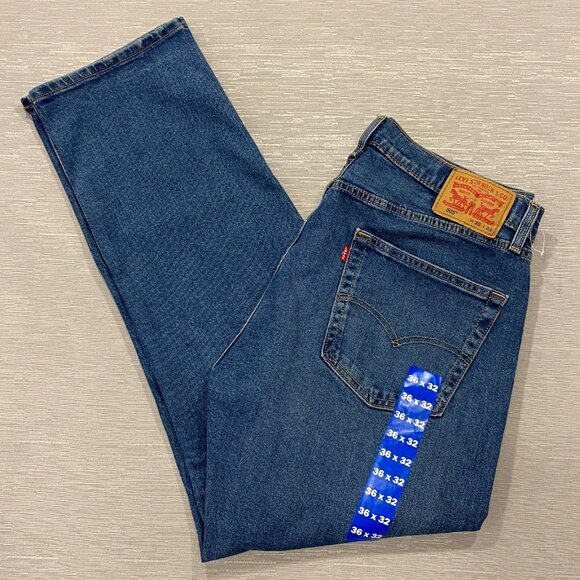 Levis 505 Jeans Mens 36 x 32 Straight Leg Regular Fit Medium Wash Denim - Picture 5 of 13